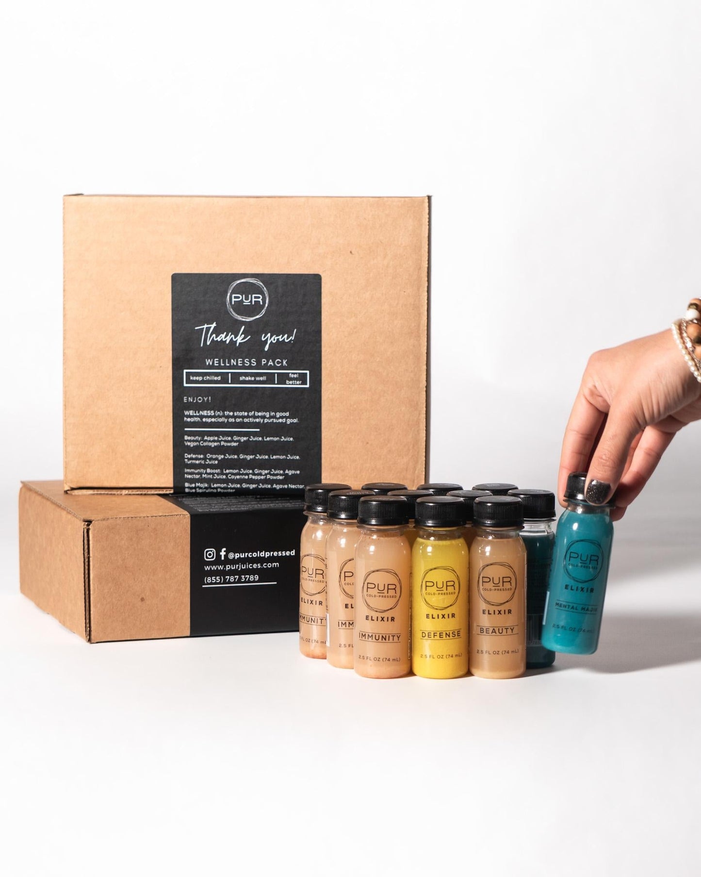 PUR juice cleanse cold pressed juice WELLNESS JUICE SHOTS - COMBINATION 4-PACK Shot Pack