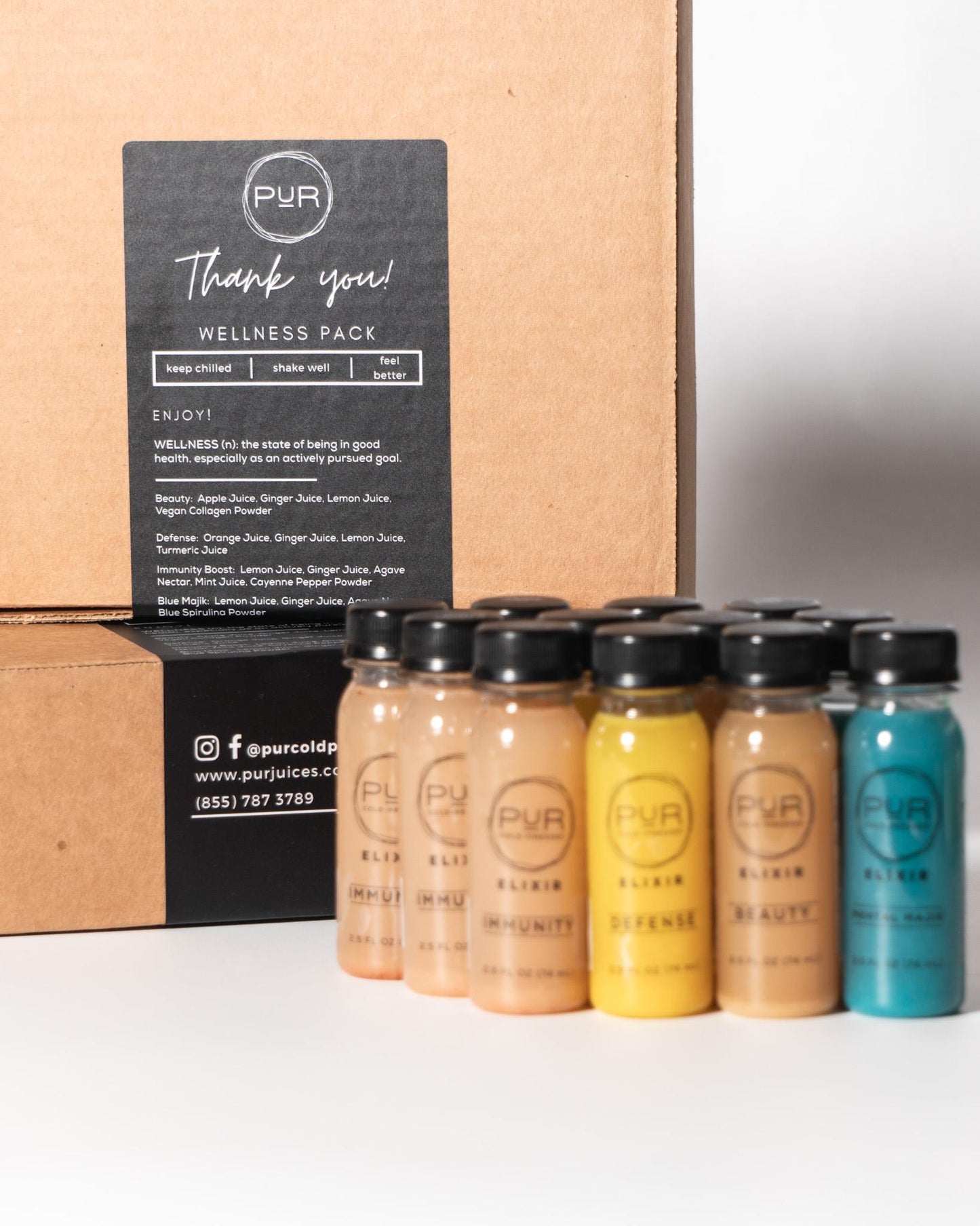 PUR juice cleanse cold pressed juice WELLNESS JUICE SHOTS - COMBINATION 4-PACK Shot Pack